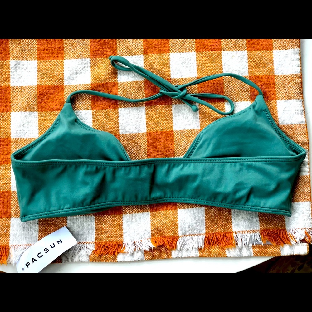 NWT L.A. Hearts PacSun Bikini Halter Top Knotted Twist Front Teal / Turquoise M - Picture 6 of 9